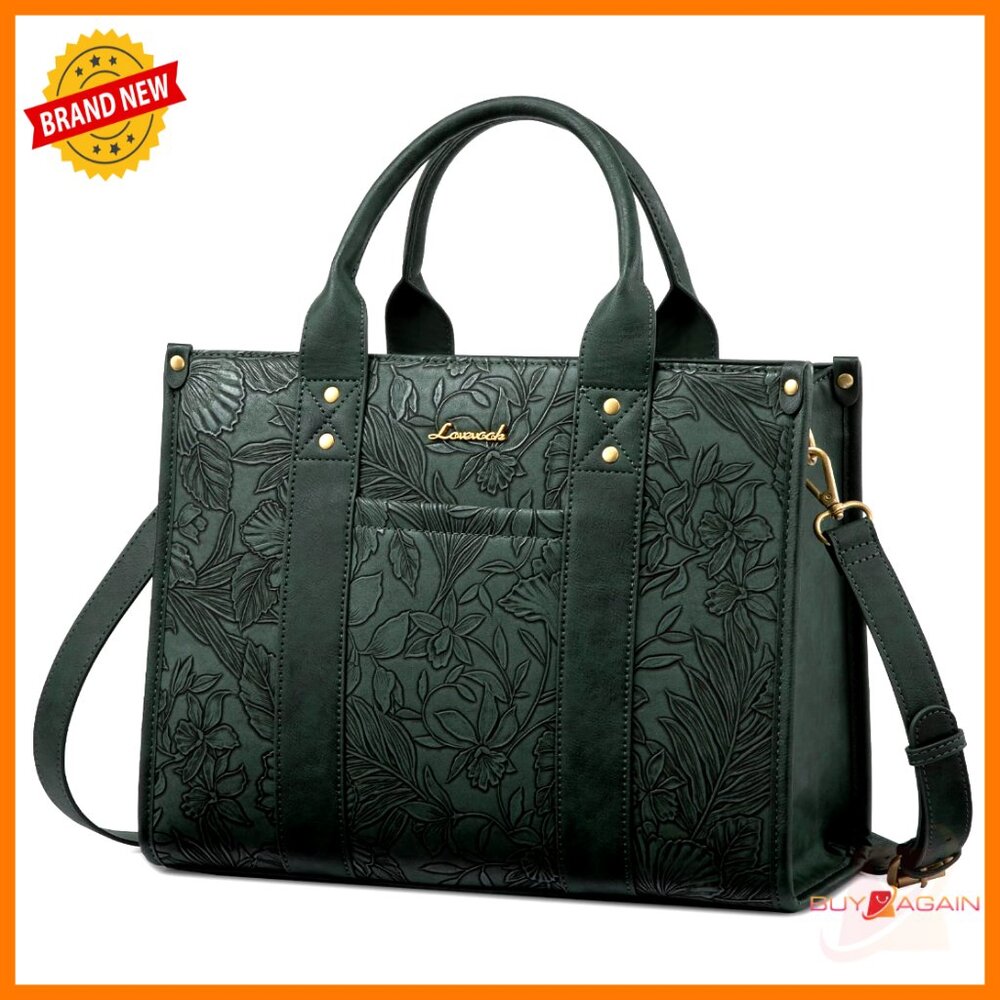Vegan Leather Tote Bag With Detachable Strap Fits 13" Laptop